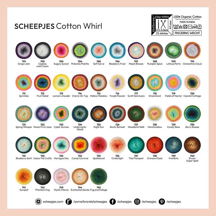 NEW!! Scheepjes Cotton Whirl 745 Fog and Foliage - 100% Organic Cotton