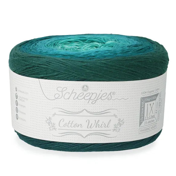 NEW!! Scheepjes Cotton Whirl 737 Teal Tempest - 100% Organic Cotton