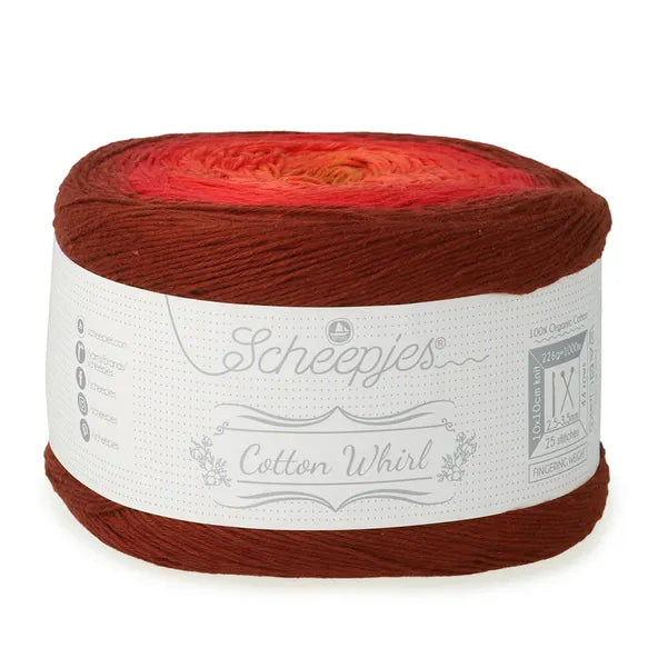 NEW!! Scheepjes Cotton Whirl 738 Crimson Cloak - 100% Organic Cotton