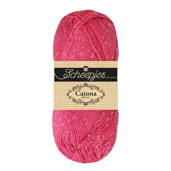 NEW!! Scheepjes Catona Shine 114-S Shocking Pink - Silver