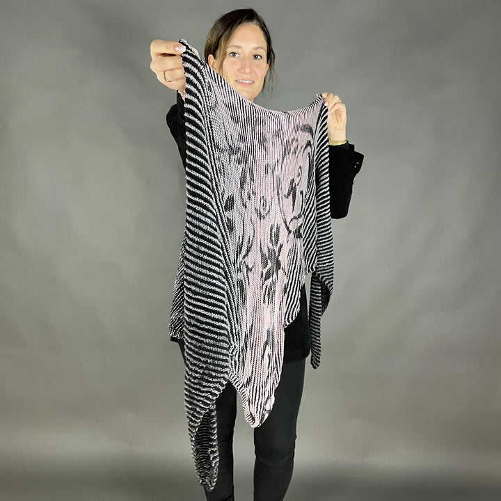 AVAILABLE NOW Lola Illusion Knitted Shawl Floral - 4ply