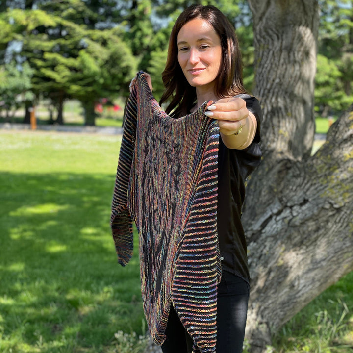 AVAILABLE NOW Lola Illusion Knitted Shawl Confetti Lion  - 4ply