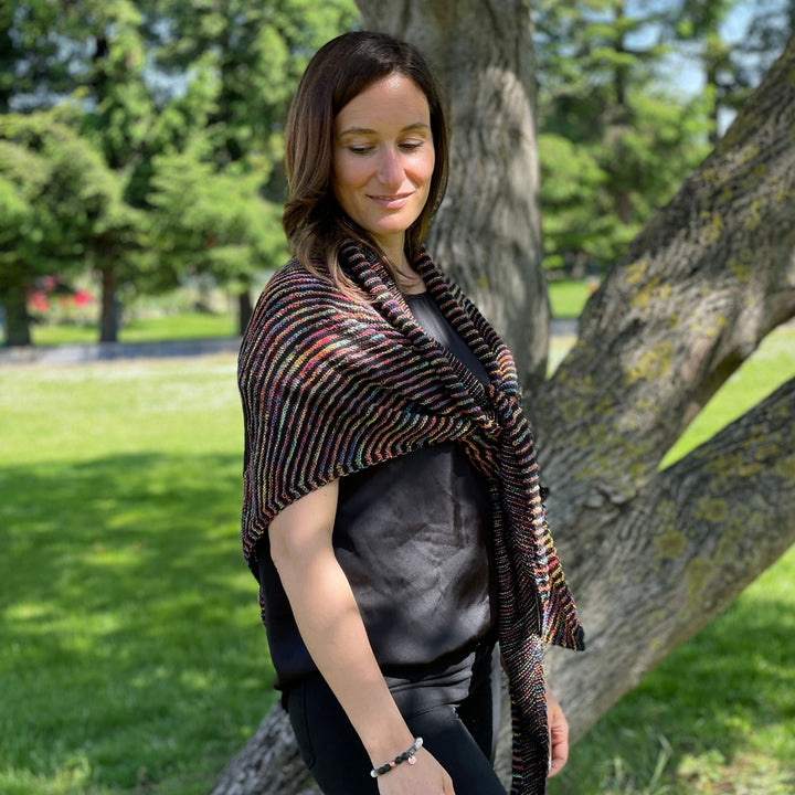 AVAILABLE NOW Lola Illusion Knitted Shawl Confetti Lion  - 4ply