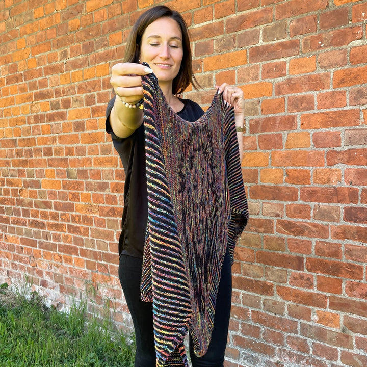 AVAILABLE NOW Lola Illusion Knitted Shawl Confetti Lion  - 4ply