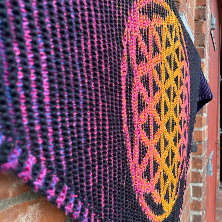 AVAILABLE NOW Lola Illusion Knitted Scarf Flower Of Life - 8ply