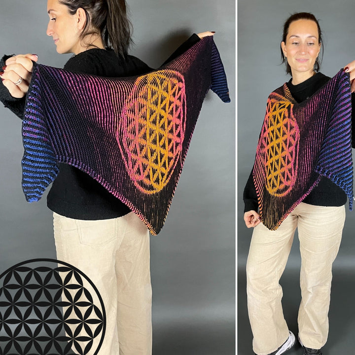 AVAILABLE NOW Lola Illusion Knitted Scarf Flower Of Life - 8ply