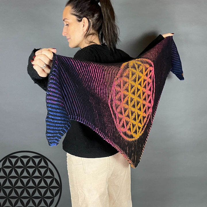 AVAILABLE NOW Lola Illusion Knitted Scarf Flower Of Life - 8ply
