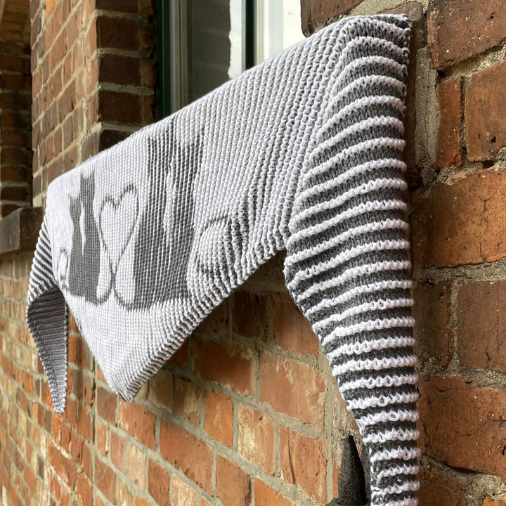 AVAILABLE NOW Lola Illusion Knitted Scarf Loving Cats - 8ply