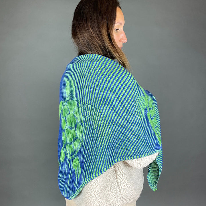 AVAILABLE NOW Lola Illusion Knitted Scarf Sea Turtles Shawl - 4ply
