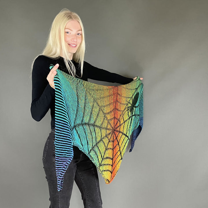 PREORDER Lola Illusion Knitted Scarf - Spider Web - 8ply