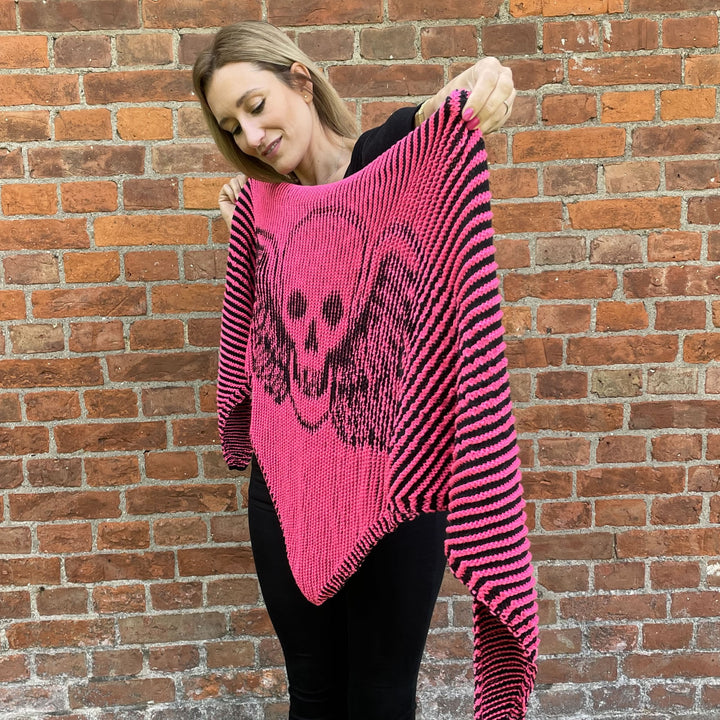 AVAILABLE NOW Lola Illusion Knitted Shawl Flying Skull - 8ply
