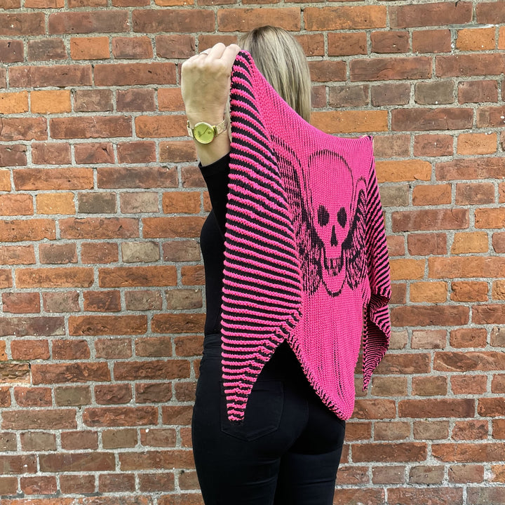 AVAILABLE NOW Lola Illusion Knitted Shawl Flying Skull - 8ply
