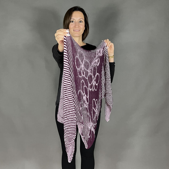 AVAILABLE NOW Lola Illusion Knitted Shawl Orchid - 4ply