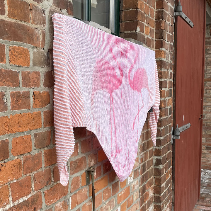 PREORDER Lola Illusion Knitted Scarf - Flamingo Love - 4ply