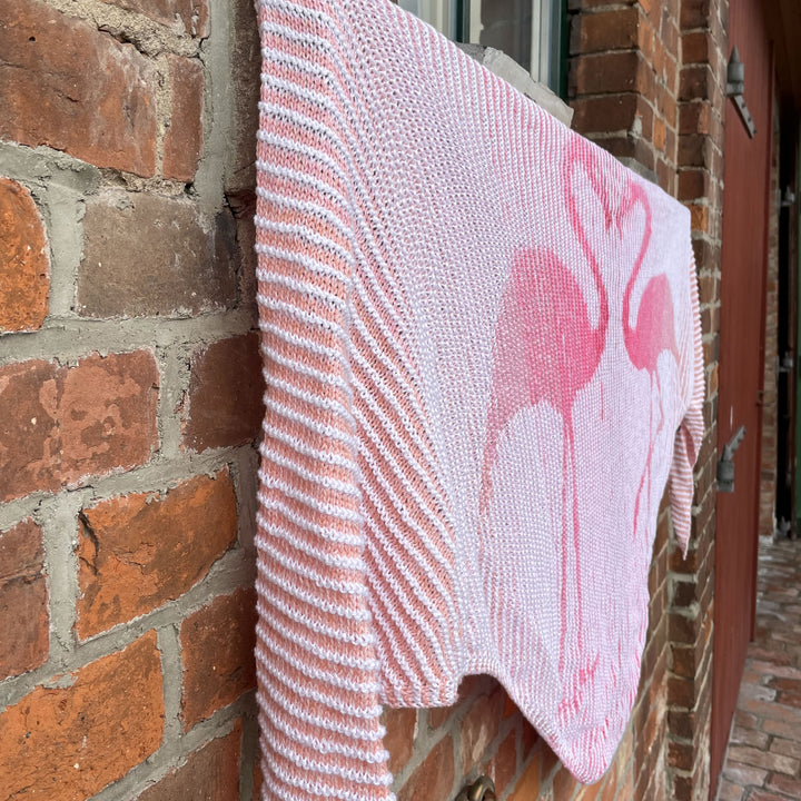 PREORDER Lola Illusion Knitted Scarf - Flamingo Love - 4ply