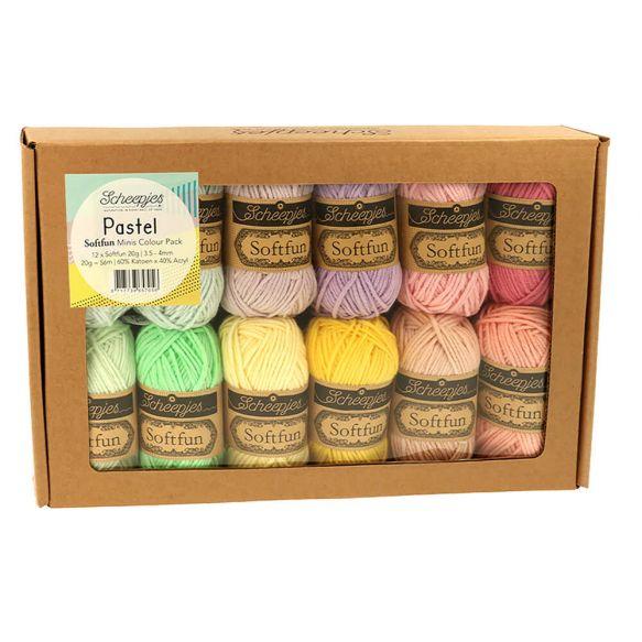 Scheepjes Softfun Mini Colour Pack 12 x 20gm balls - PASTEL - DISCONTINUED