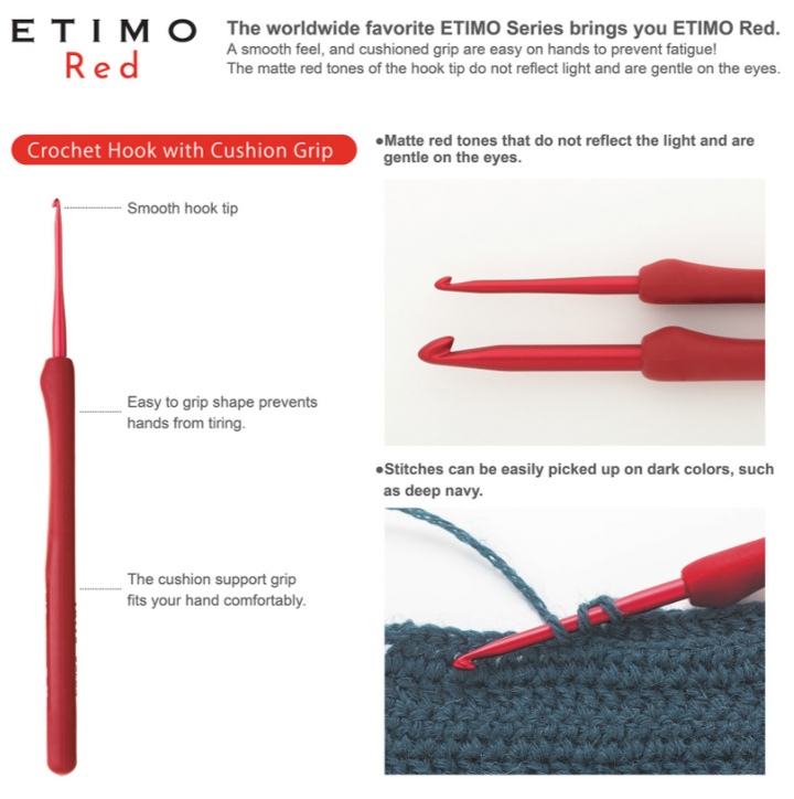 Tulip ETIMO Red Crochet Hook with Cushion Grip