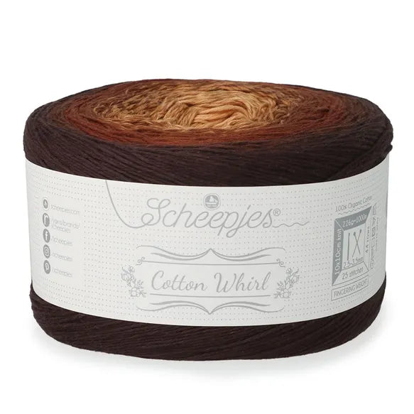 NEW!! Scheepjes Cotton Whirl 740 Brown Sugar Spell - 100% Organic Cotton