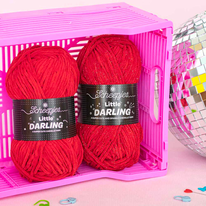 NEW!! Scheepjes Little Darling Sparkle - Chenille Yarn - 427S Cherry Sparkle