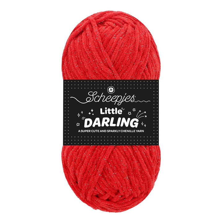 NEW!! Scheepjes Little Darling Sparkle - Chenille Yarn - 427S Cherry Sparkle