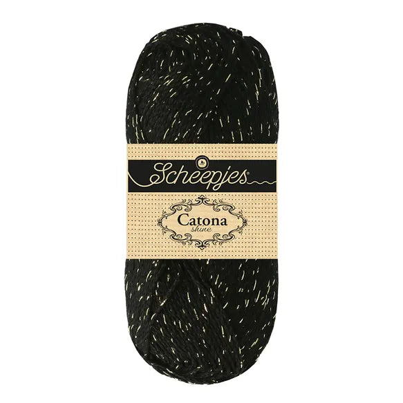 NEW!! Scheepjes Catona Shine 110-G Jet Black - Gold PREORDER