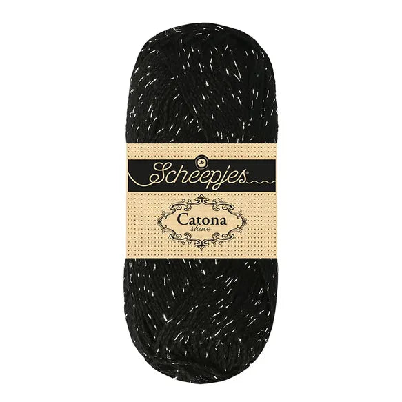 NEW!! Scheepjes Catona Shine 110-S Jet Black - Silver PREORDER