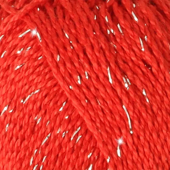 NEW!! Scheepjes Catona Shine 115-S Hot Red - Silver