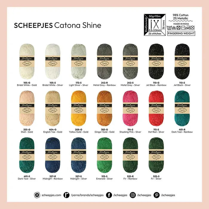 NEW!! Scheepjes Catona Shine 242-S Metal Grey - Silver