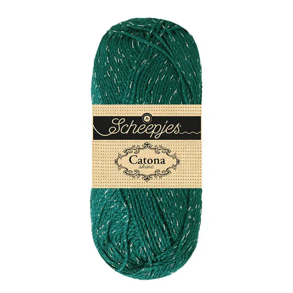 NEW!! Scheepjes Catona Shine 1x50g - 401-S Dark Teal - Silver