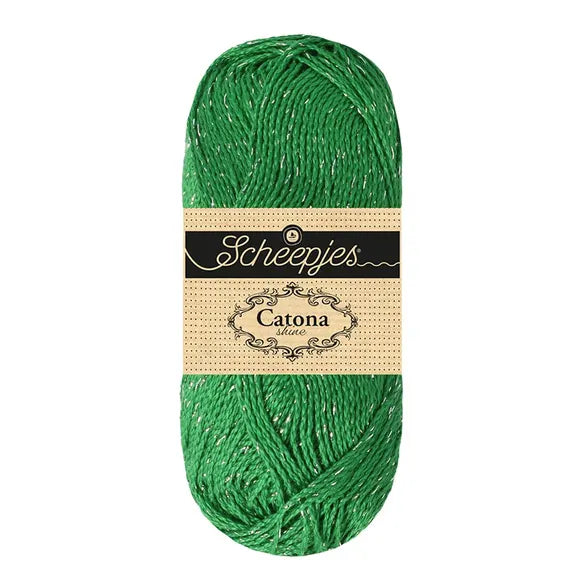 NEW!! Scheepjes Catona Shine 1x50g - 515-S Emerald - Silver