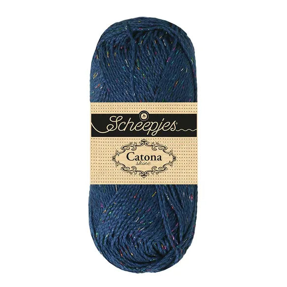 NEW!! Scheepjes Catona Shine 1x50g - 527-R Midnight - Rainbow