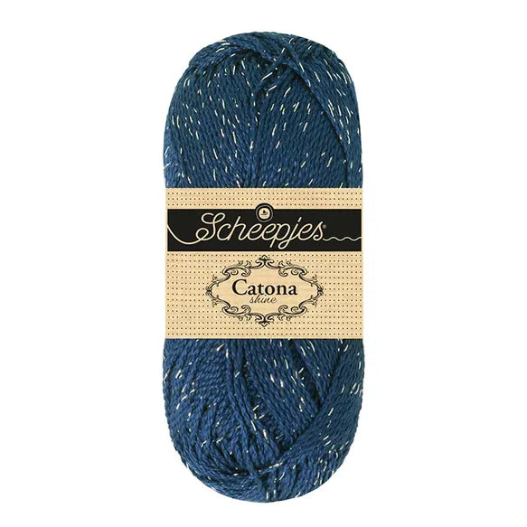 NEW!! Scheepjes Catona Shine 1x50g - 527-S Midnight - Silver