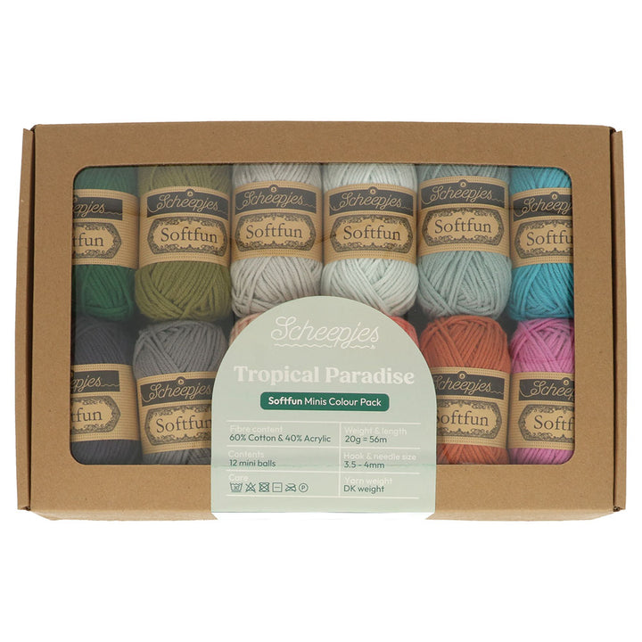 Scheepjes Softfun Mini Colour Pack 12 x 20gm balls - TROPICAL PARADISE
