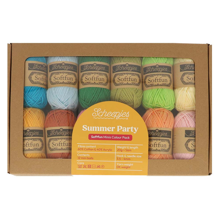 Scheepjes Softfun Mini Colour Pack 12 x 20gm balls - SUMMER PARTY - ETA 10 - 12 September