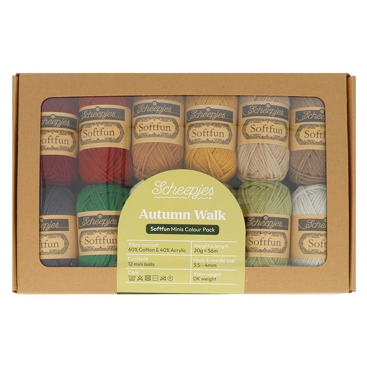 Scheepjes Softfun Mini Colour Pack 12 x 20gm balls - AUTUMN WALK -  ETA 10 - 12 September