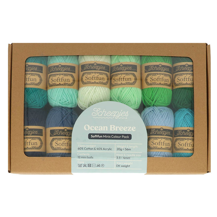 Scheepjes Softfun Mini Colour Pack 12 x 20gm balls - OCEAN BREEZE