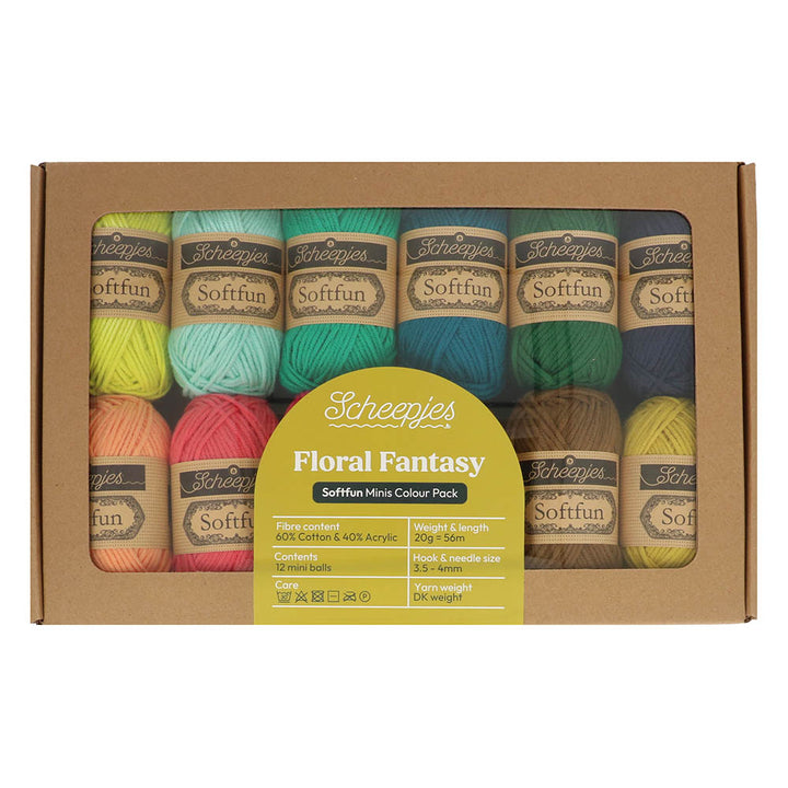 Scheepjes Softfun Mini Colour Pack 12 x 20gm balls - FLORAL FANTASY