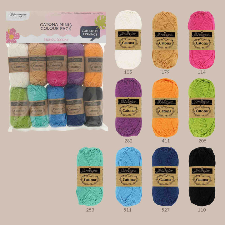 NEW!! Scheepjes Catona Colour Pack - TROPICAL COCKTAIL - Preorder ETA 22 - 28 August