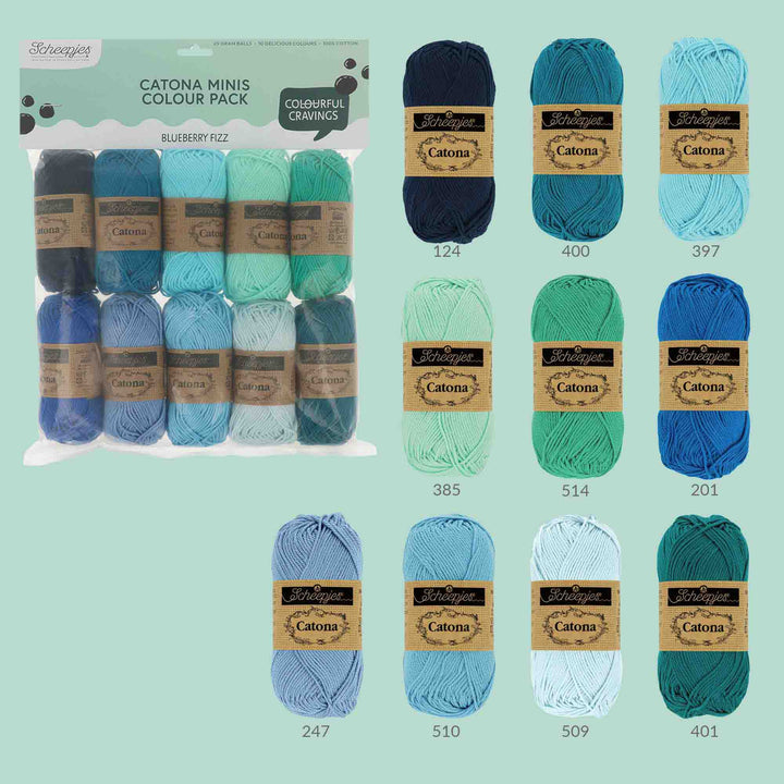 NEW!! Scheepjes Catona Colour Pack - BLUEBERRY FIZZ - Preorder ETA 22 - 28 August