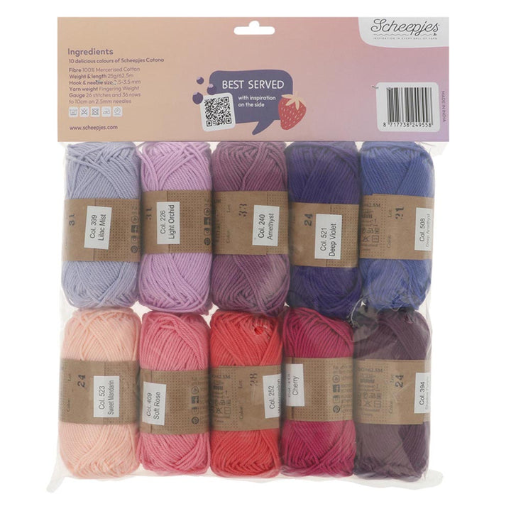 NEW!! Scheepjes Catona Colour Pack - BERRY BLISS - Preorder ETA 22 - 28 August