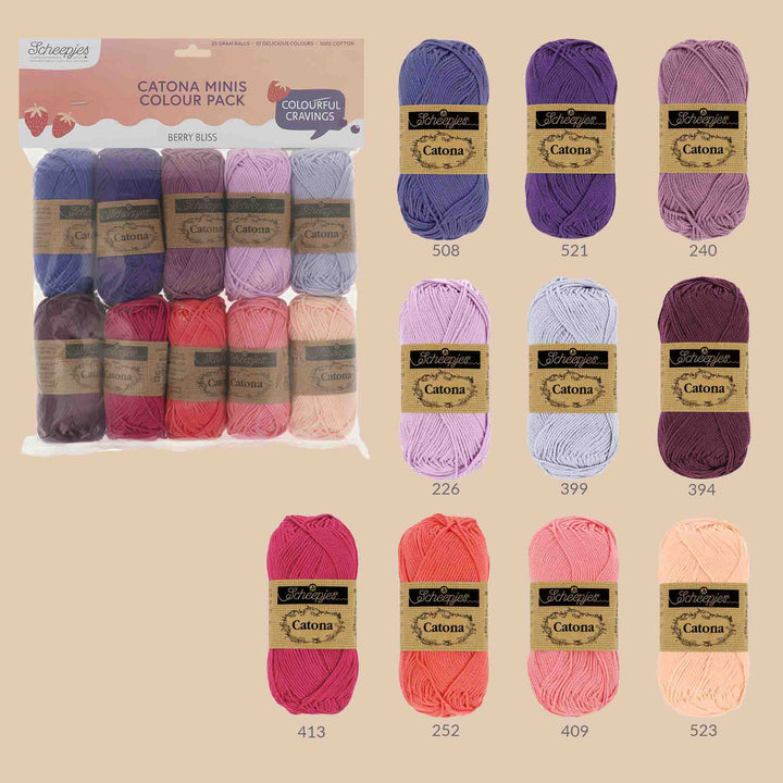 NEW!! Scheepjes Catona Colour Pack - BERRY BLISS - Preorder ETA 22 - 28 August