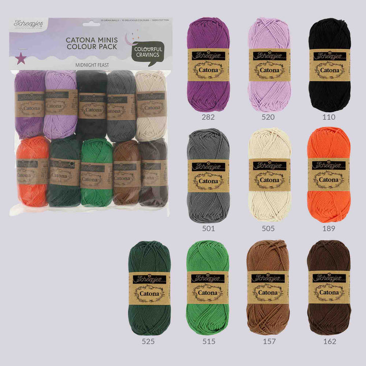 NEW!! Scheepjes Catona Colour Pack - MIDNIGHT FEAST - Preorder ETA 22 - 28 August
