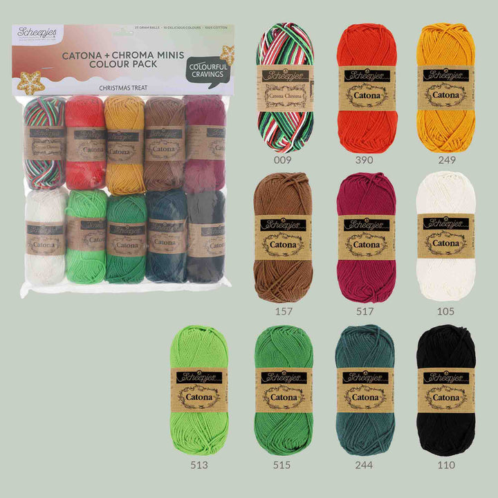 NEW!! Scheepjes Catona & Chroma Colour Pack - CHRISTMAS TREAT - Preorder ETA 22 - 28 August