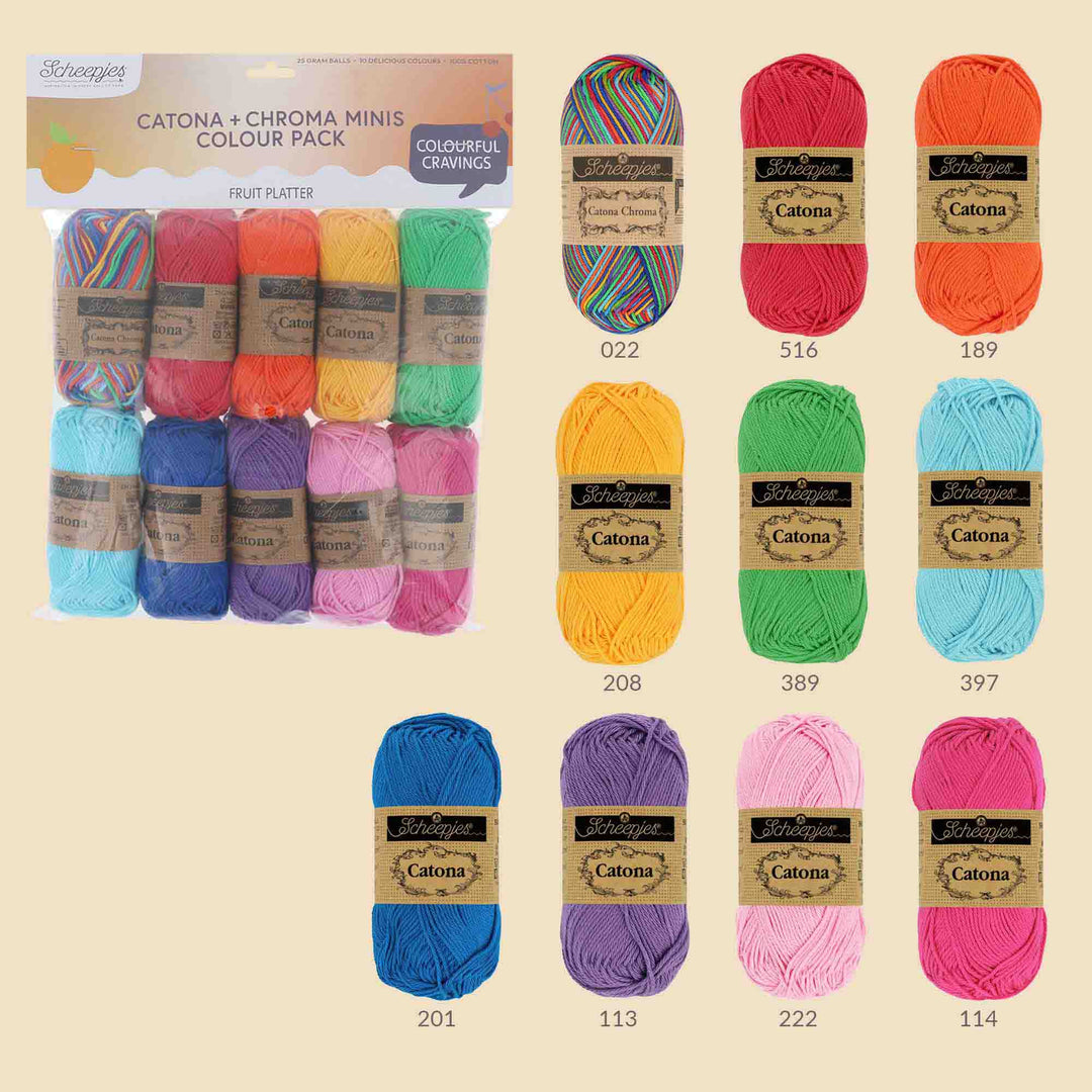NEW!! Scheepjes Catona & Chroma Colour Pack - FRUIT PLATTER - Preorder ETA 22 - 28 August