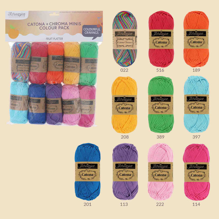 NEW!! Scheepjes Catona & Chroma Colour Pack - FRUIT PLATTER - Preorder ETA 22 - 28 August