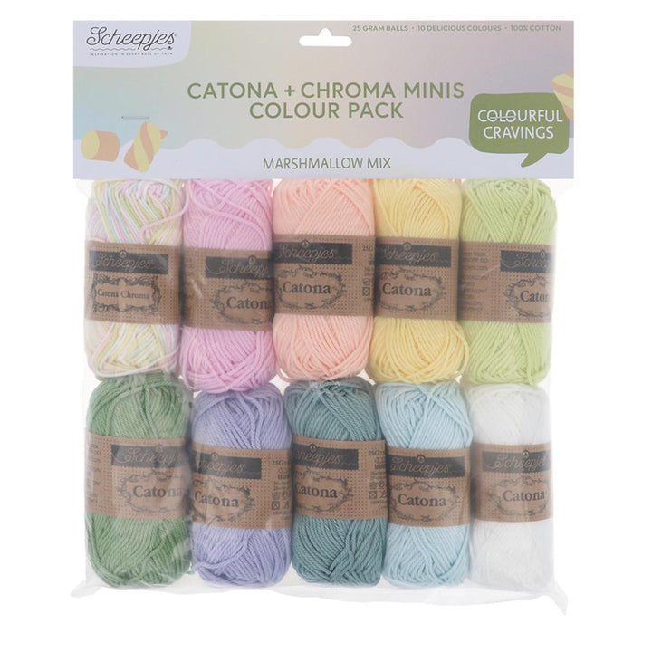 NEW!! Scheepjes Catona & Chroma Colour Pack - MARSHMELLOW MIX - Preorder ETA 22 - 28 August