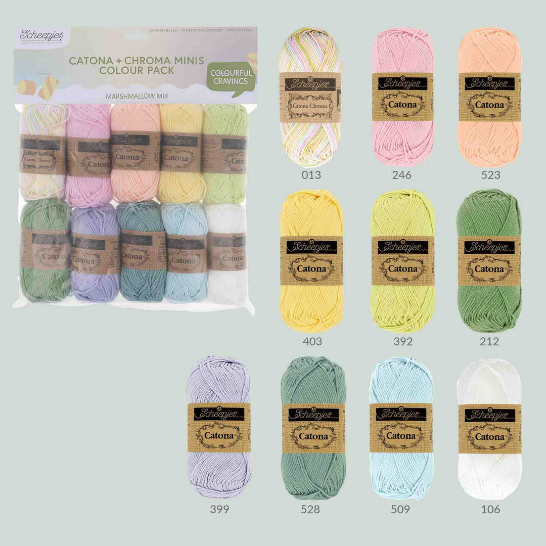 NEW!! Scheepjes Catona & Chroma Colour Pack - MARSHMELLOW MIX - Preorder ETA 22 - 28 August