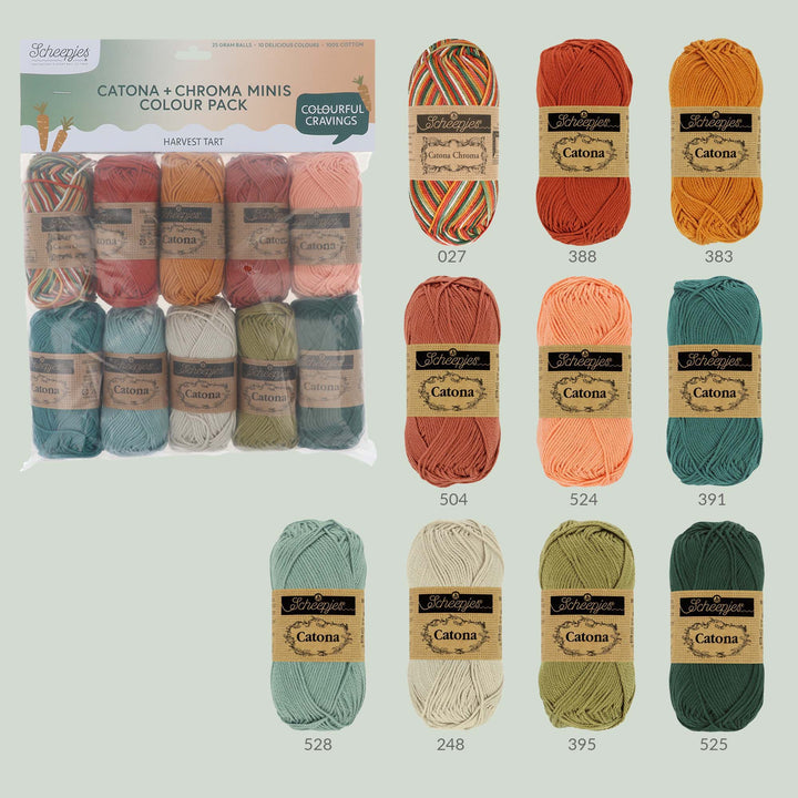 NEW!! Scheepjes Catona & Chroma Colour Pack - HARVEST TART - Preorder ETA 22 - 28 August