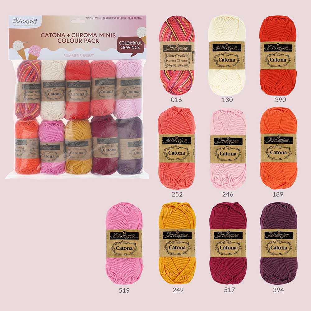 NEW!! Scheepjes Catona & Chroma Colour Pack - SUMMER SHERBET - Preorder ETA 22 - 28 August