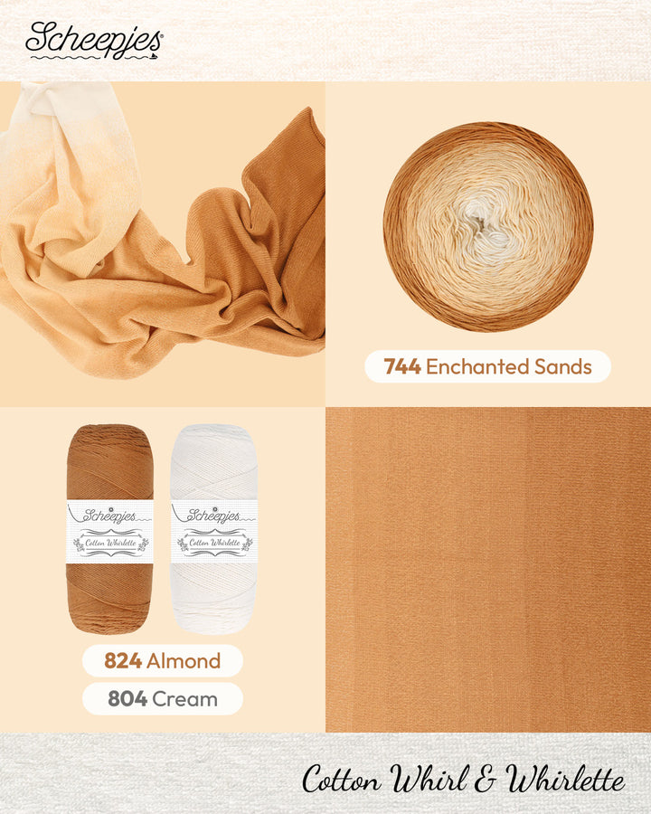 NEW!! Scheepjes Cotton Whirl 744 Enchanted Sands - 100% Organic Cotton